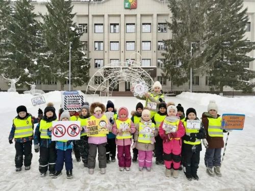 Детсадовцы провели акцию «Снежинка безопасности» для водителей и пешеходов