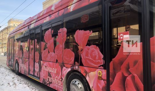 В Казани пассажирам троллейбуса дарят валентинки в честь Дня святого Валентина