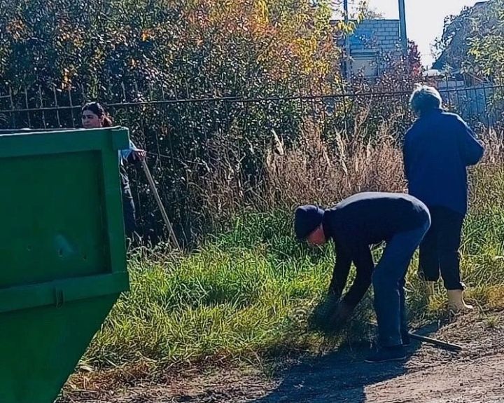 Специалисты молодежного центра убрали сухостой у заброшенного участка в Старом Заинске