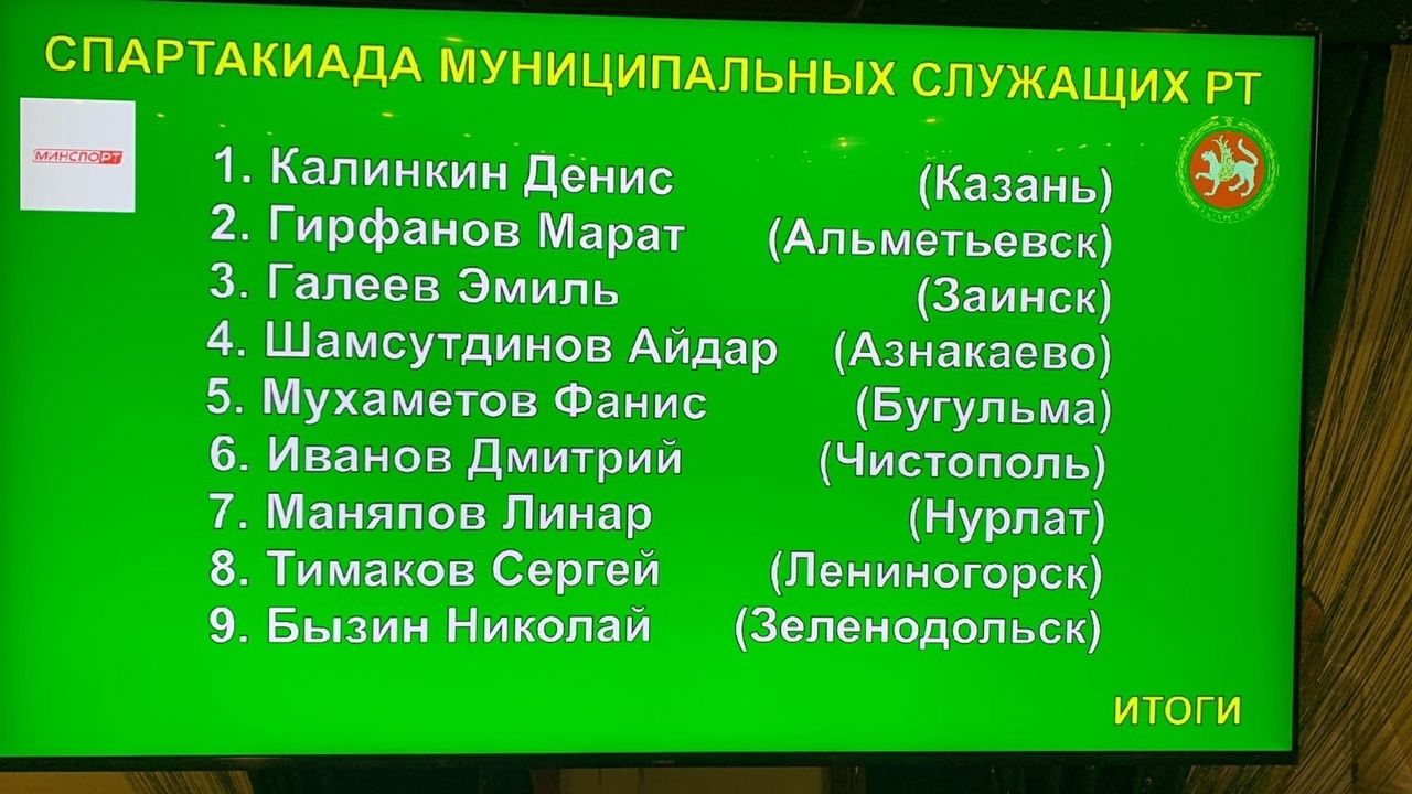 Руководитель исполкома Заинского района стал призером Спартакиады муниципальных служащих РТ