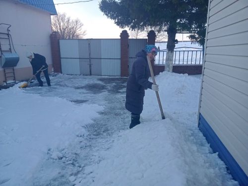 Югары Пәнәчедә ике улы да махсус хәрби операциядә катнашучы әнигә хуҗалыгында кар чистартуга булыштылар