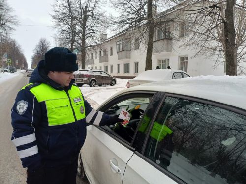 Сотрудники ГИБДД поздравили заинских автоледи