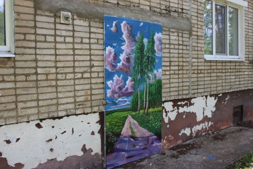 Житель Заинска украшает стены многоквартирных домов
