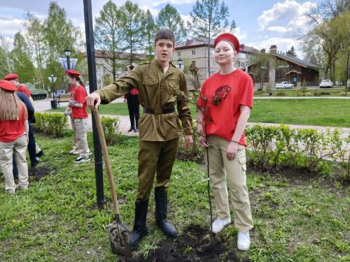 В Заинске на бульваре Победы высадили декоративные яблони к 9 Мая