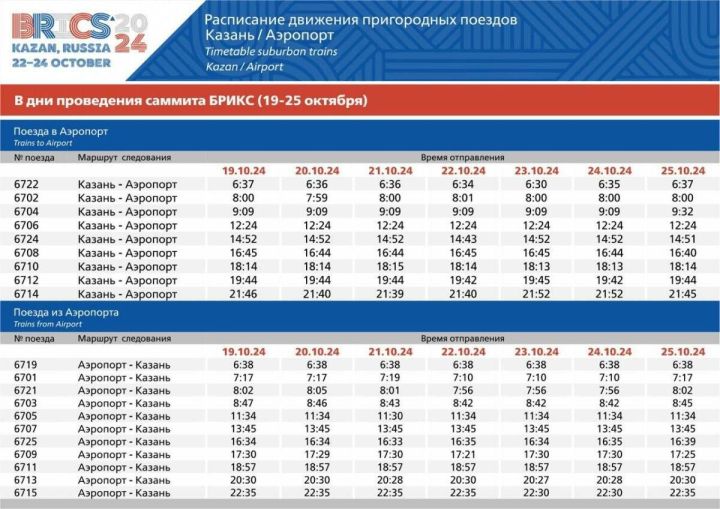 Расписание электричек из Казани в аэропорт изменилось